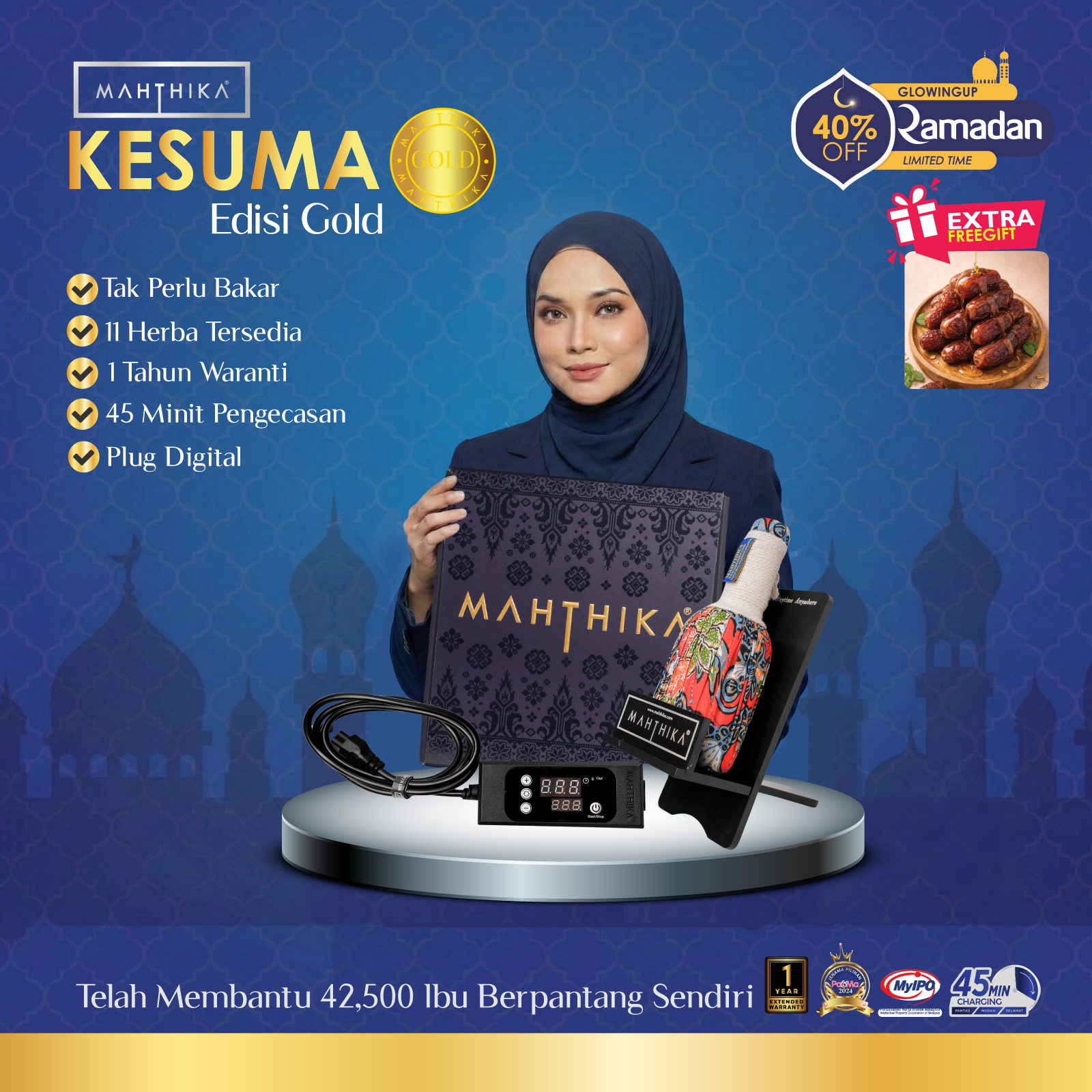 Tungku Elektrik Mahthika Set Kesuma Edisi Gold – 8 Secret Herba Mujarab