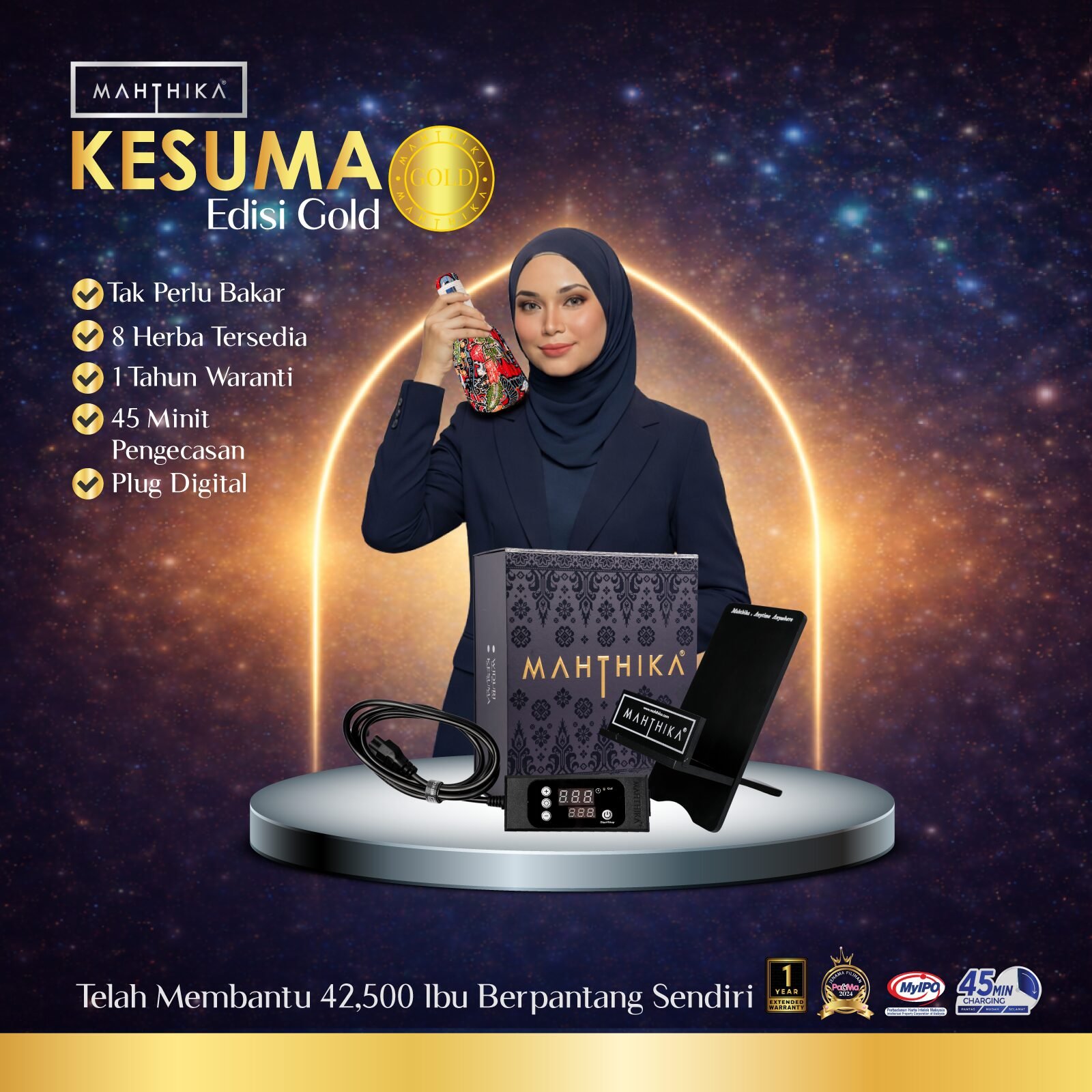 Tungku Elektrik Mahthika Set Kesuma Edisi Gold – 8 Secret Herba Mujarab